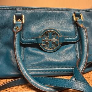 Tory Burch Teal Leather Shoulder Bag